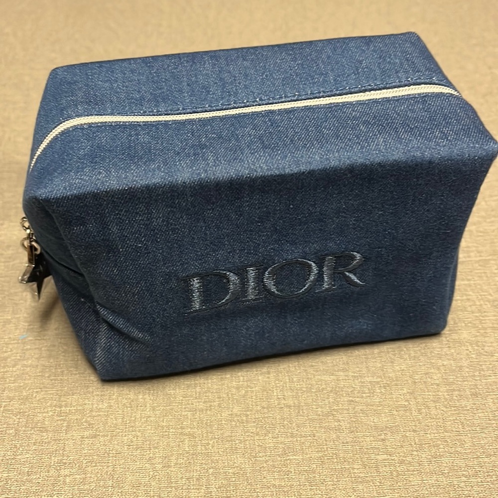 Dior denim makeup pouch